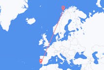 Loty z Andenes, Norwegia do dystryktu Faro, Portugalia