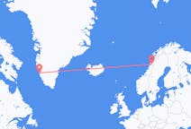 Flüge von Nuuk, Grönland nach Mo i Rana, Norwegen