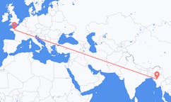 Flyg från Bagan, Myanmar (Burma) till Rennes, Frankrike