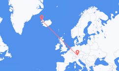 航班从德国慕尼黑市到伊萨菲厄泽市，冰岛塞尔