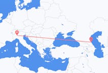 Vluchten van Machatsjkala, Rusland naar Milaan, Italië