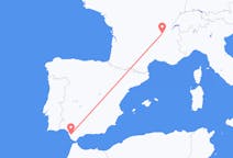 Flyreiser fra Jerez de la Frontera, Spania til Lyon, Frankrike