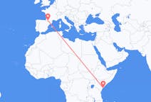Flyg från Lamu, Kenya till Lourdes (kommun i Brasilien, São Paulo, lat -20,94, long -50,24), Frankrike