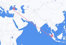 Flyreiser fra Padang, Indonesia til Karamustafapasa, Tyrkia