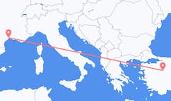 Fly fra Montpellier til Kütahya