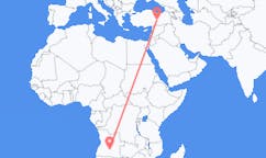 Flyreiser fra Menongue, Angola til Malatya, Tyrkia