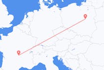 Vols depuis la ville de Varsovie vers la ville de Clermont-Ferrand