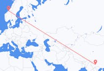 Lennot Kunmingista, Kiina Ørlandiin, Norja