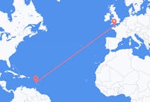 Flyreiser fra Fort-de-France, Frankrike til Guernsey, Guernsey