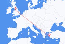 Flyreiser fra Samos, Hellas til Manchester, England