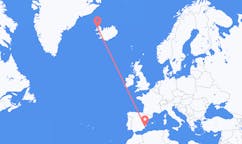 Flyg från staden Alicante, Spanien till staden Ísafjörður, Island