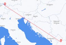 来自北马其顿斯科普里目的地 瑞士塔尔的航班