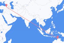 Flyrejser fra Darwin, Australien til Erzurum, Tyrkiet