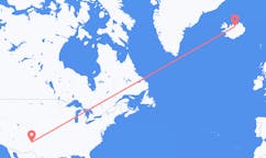 航班从美国阿布奎基市到阿克雷里市，冰岛塞尔