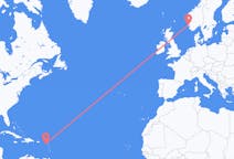从圣基茨和尼维斯出发圣基茨岛目的地 挪威海宁格松的航班