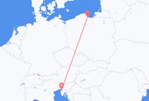 Voos de Gdańsk, Polônia para Trieste, Itália