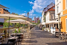 Capital of Slovenia, panoramic view with old town and castle.