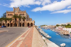 Photo of Cala Macarelleta in Ciutadella Menorca at turquoise Balearic Islands, Spain.