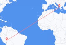 Flyreiser fra Puerto Maldonado, Peru til Korfu, Hellas