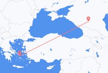 Vluchten van Mineralnye Vody, Rusland naar Mykonos, Griekenland