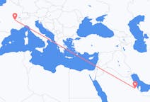 Flyrejser fra Hofuf, Saudi-Arabien til Lyon, Frankrig