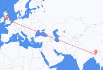 Flyreiser fra Imphal, India til Manchester, England
