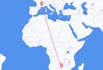 Flyreiser fra Livingstone, Zambia til Nimes, Frankrike