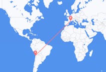 Flyreiser fra Antofagasta, Chile til Montpellier, Frankrike