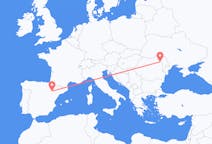 Vluchten van Zaragoza, Spanje naar Iași, Roemenië