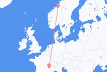 Flyg från Trondheim, Norge till Grenoble, Frankrike