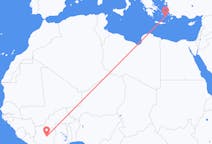 Flyrejser fra Bouaké, Elfenbenskysten til Astipálea, Grækenland