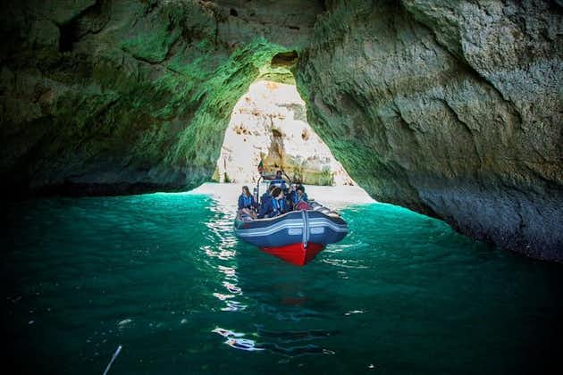 Tour privato di delfini e grotte di Albufeira Marina.
