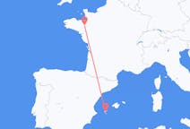 出发地 法国出发地 雷恩目的地 西班牙伊维萨岛的航班