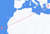 Flyg från Boa Vista (kommun i Brasilien, Roraima, lat 3,19, long -60,61), Kap Verde till Denizli, Turkiet