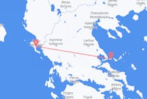 Vluchten van Skiathos, Griekenland naar Korfoe, Griekenland