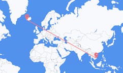 航班从越南大叻市市到雷克雅维克市，冰岛塞尔