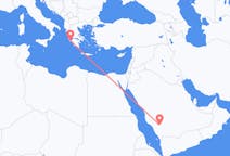 Vluchten van Bisha, Saoedi-Arabië naar Zakynthos-eiland, Griekenland