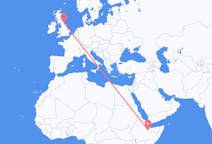Flyreiser fra Jijiga, Etiopia til Durham, England
