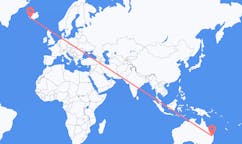 航班从澳大利亚图文巴市到雷克雅维克市，冰岛塞尔