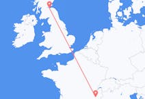 Flyg från Grenoble, Frankrike till Edinburgh, Skottland