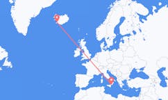 航班从意大利雷焦卡拉布里亚市到雷克雅维克市，冰岛塞尔