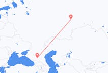 Vluchten van Jekaterinenburg, Rusland naar Mineralnye Vody, Rusland