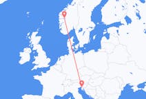 Flyreiser fra Sogndal, Norge til Trieste, Italia