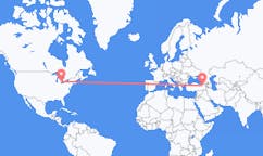 Flyreiser fra Detroit, USA til Erzurum, Tyrkia