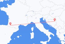 Flyg från Pau, Pyrénées-Atlantiques, Frankrike till Tuzla, Bosnien och Hercegovina