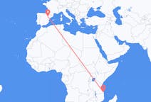 Flyreiser fra Mtwara, Tanzania til Zaragoza, Spania