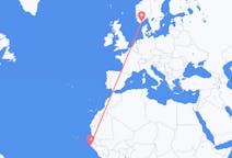 Flyg från Cap Skiring, Senegal till Kristiansand, Norge