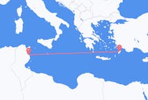 チュニジアのモナスティルからから、ギリシャのロードス島までのフライト