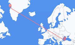 出发地 格陵兰出发地 阿西亚特目的地 土耳其宗古尔达克的航班