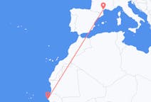 Flyg från Dakar, Senegal till Aspiran, Frankrike